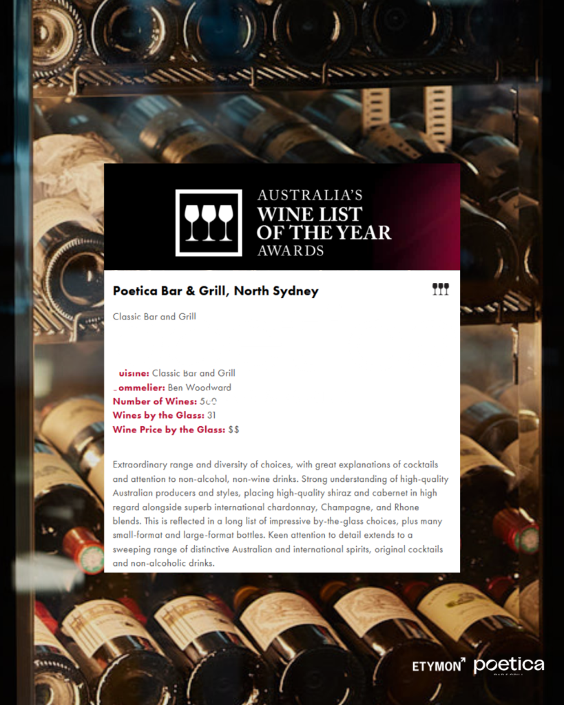 poetica bar and grill three goblet award description